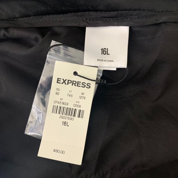 Express Ankle Crop High Rise Dress Pants 16L Black Stretch Slacks Pockets Button - Picture 5 of 5